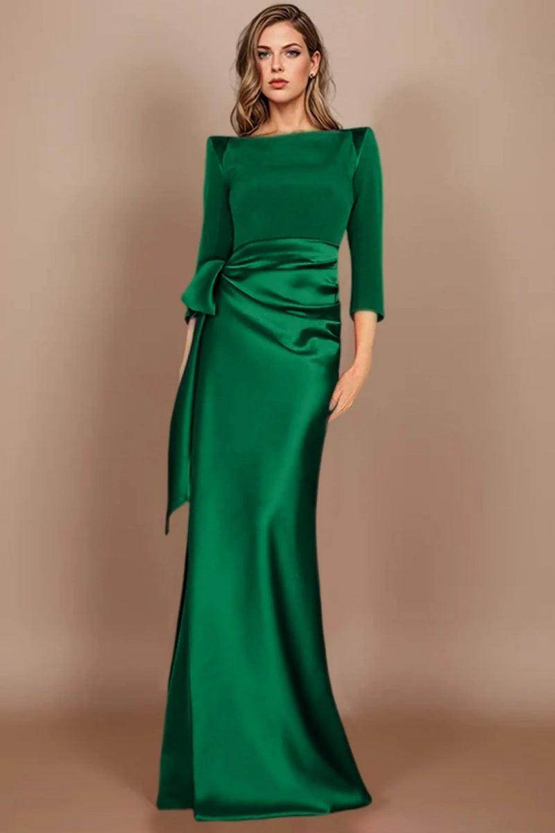 Sheath Scoop 3/4 Length Sleeves Floor Length Mother Dresses CM0380 - COCOMELODY